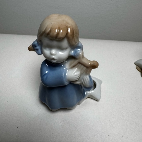 Vintage Set of 4 Colonial Japan Mini Candle Holders Angel Playing Instruments - Picture 5 of 13